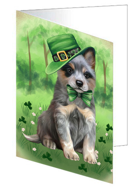 St. Patricks Day Irish Portrait Blue Heeler Dog Handmade Artwork Assorted Pets Greeting Cards and Note Cards with Envelopes for All Occasions and Holiday Seasons GCD76484