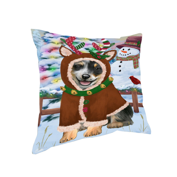 Christmas Gingerbread House Candyfest Blue Heeler Dog Pillow PIL79076