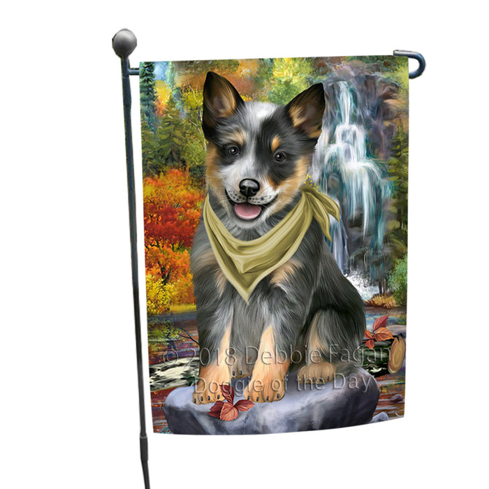 Scenic Waterfall Blue Heeler Dog Garden Flag GFLG51829