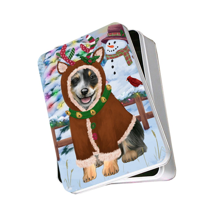 Christmas Gingerbread House Candyfest Blue Heeler Dog Photo Storage Tin PITN56115