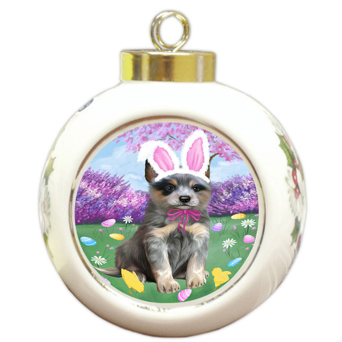 Easter Holiday Blue Heeler Dog Round Ball Christmas Ornament RBPOR57287