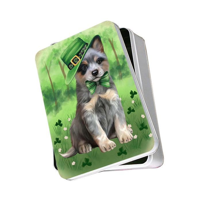 St. Patricks Day Irish Portrait Blue Heeler Dog Photo Storage Tin PITN56933