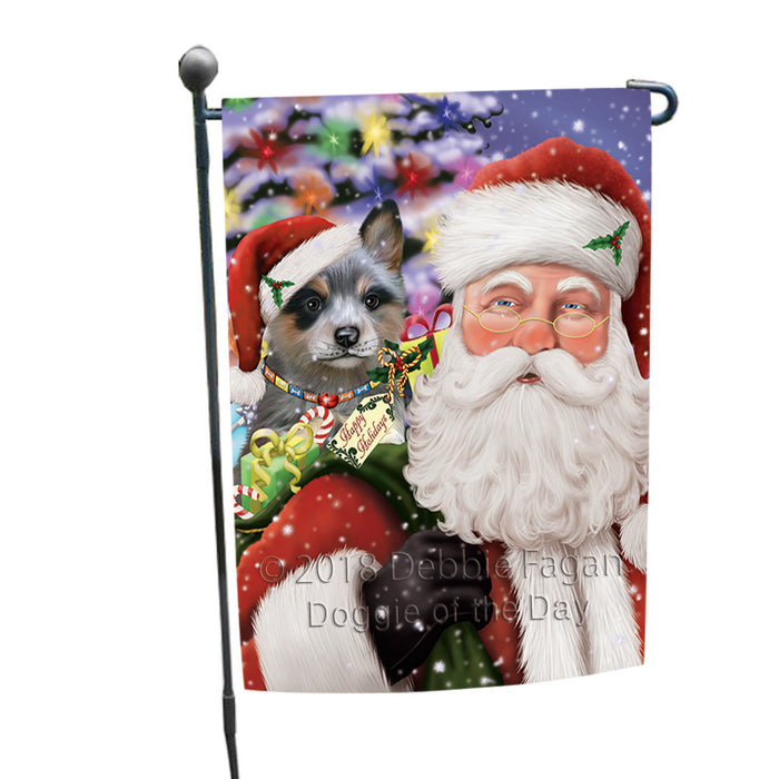 Santa Carrying Blue Heeler Dog and Christmas Presents Garden Flag GFLG53740