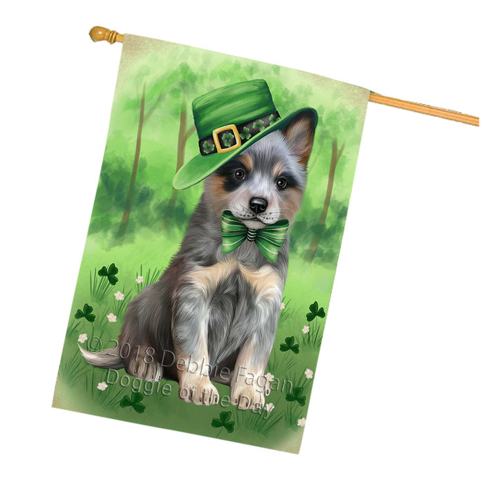 St. Patricks Day Irish Portrait Blue Heeler Dog House Flag FLG65014