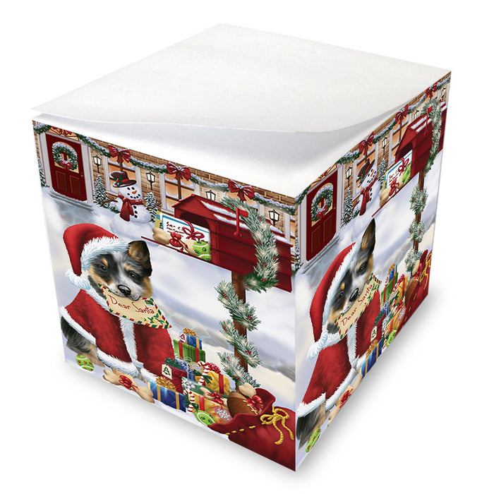 Blue Heeler Dog Dear Santa Letter Christmas Holiday Mailbox Note Cube NOC55174