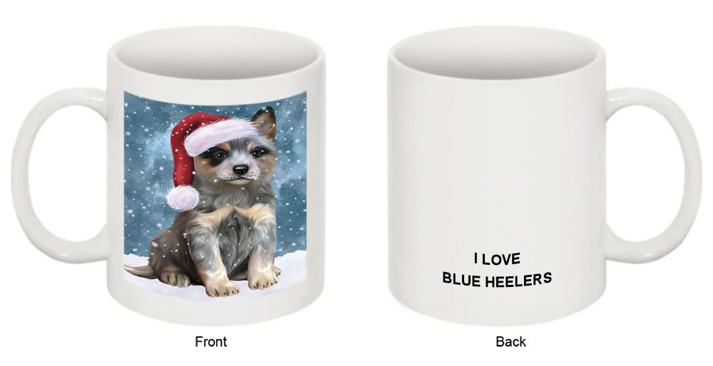 Let it Snow Christmas Holiday Blue Heeler Dog Wearing Santa Hat Coffee Mug MUG49685