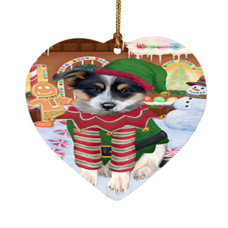 Christmas Gingerbread House Candyfest Blue Heeler Dog Heart Christmas Ornament HPOR56553