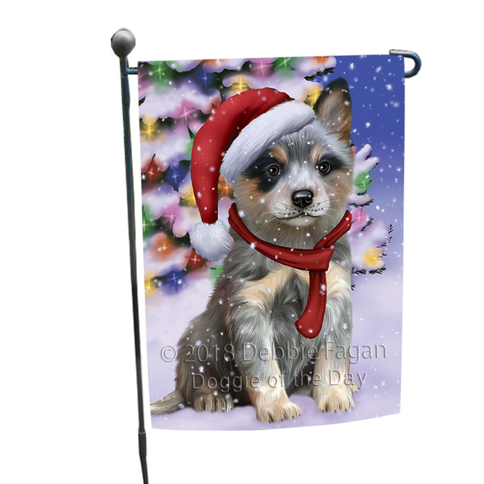 Winterland Wonderland Blue Heeler Dog In Christmas Holiday Scenic Background Garden Flag GFLG53804