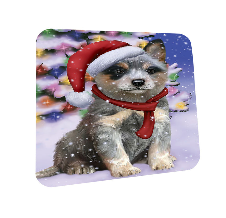 Winterland Wonderland Blue Heeler Dog In Christmas Holiday Scenic Background Coasters Set of 4 CST53700