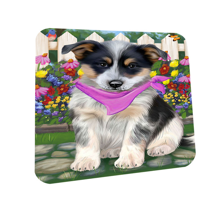 Spring Floral Blue Heeler Dog Coasters Set of 4 CST52203