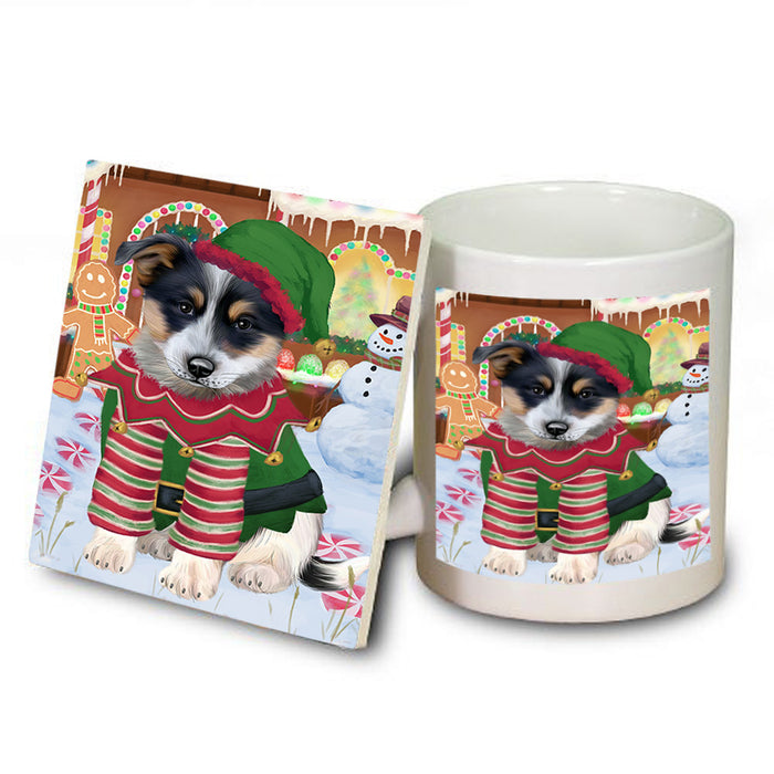 Christmas Gingerbread House Candyfest Blue Heeler Dog Mug and Coaster Set MUC56189