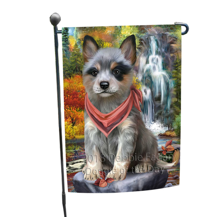 Scenic Waterfall Blue Heeler Dog Garden Flag GFLG51830