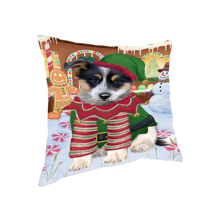 Christmas Gingerbread House Candyfest Blue Heeler Dog Pillow PIL79080