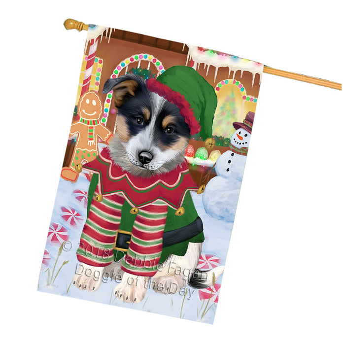 Christmas Gingerbread House Candyfest Blue Heeler Dog House Flag FLG56881