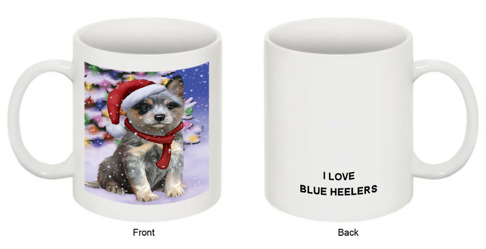 Winterland Wonderland Blue Heeler Dog In Christmas Holiday Scenic Background Coffee Mug MUG49140