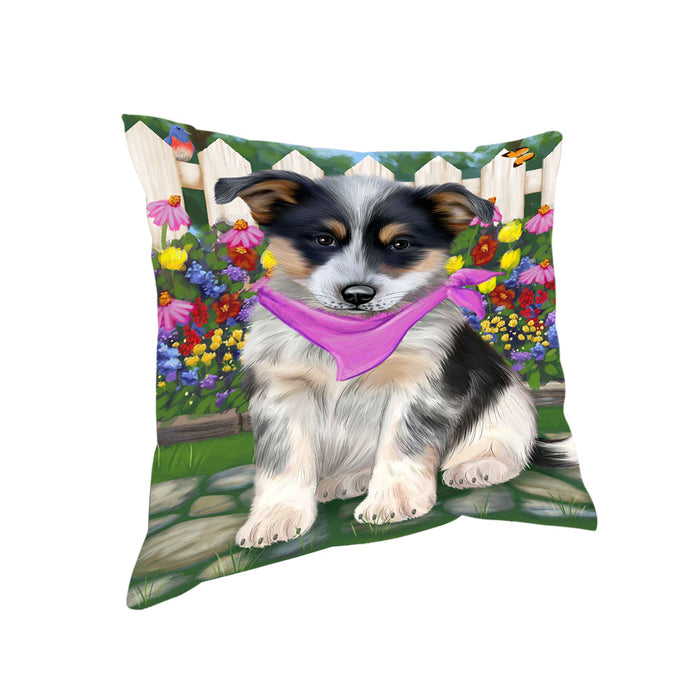 Spring Floral Blue Heeler Dog Pillow PIL65132