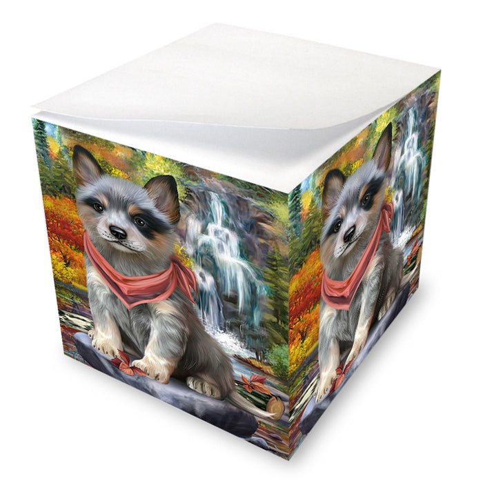 Scenic Waterfall Blue Heeler Dog Note Cube NOC51833