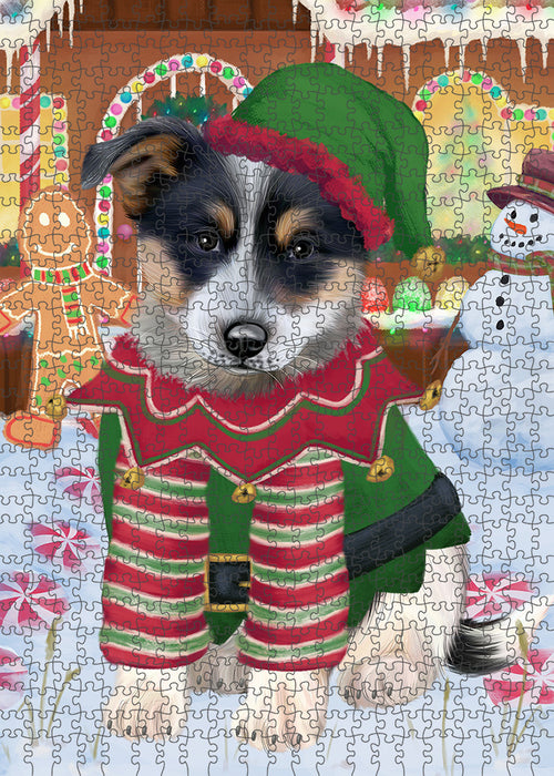 Christmas Gingerbread House Candyfest Blue Heeler Dog Puzzle with Photo Tin PUZL92988