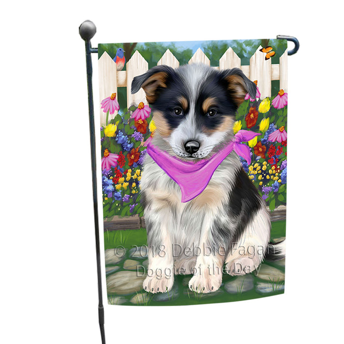Spring Floral Blue Heeler Dog Garden Flag GFLG52189