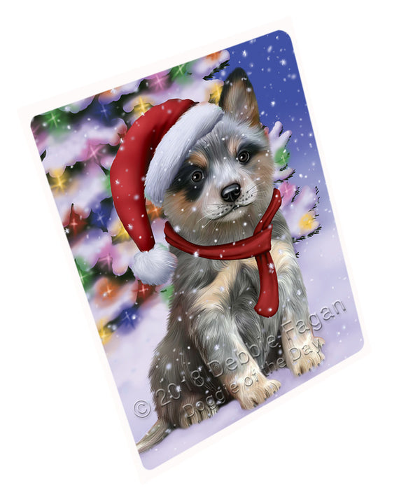 Winterland Wonderland Blue Heeler Dog In Christmas Holiday Scenic Background Large Refrigerator / Dishwasher Magnet RMAG83334