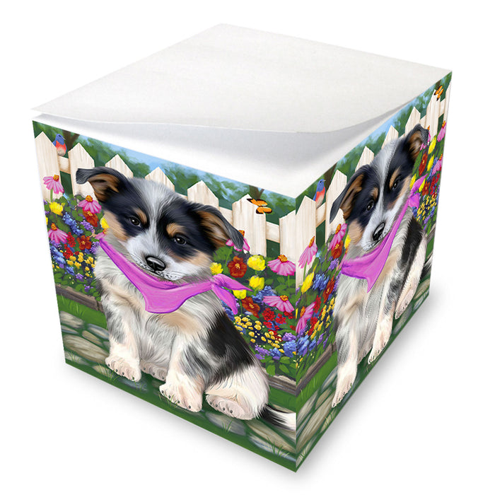Spring Floral Blue Heeler Dog Note Cube NOC52192
