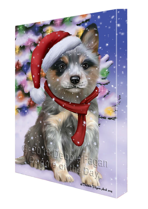 Winterland Wonderland Blue Heeler Dog In Christmas Holiday Scenic Background Canvas Print Wall Art Décor CVS101528
