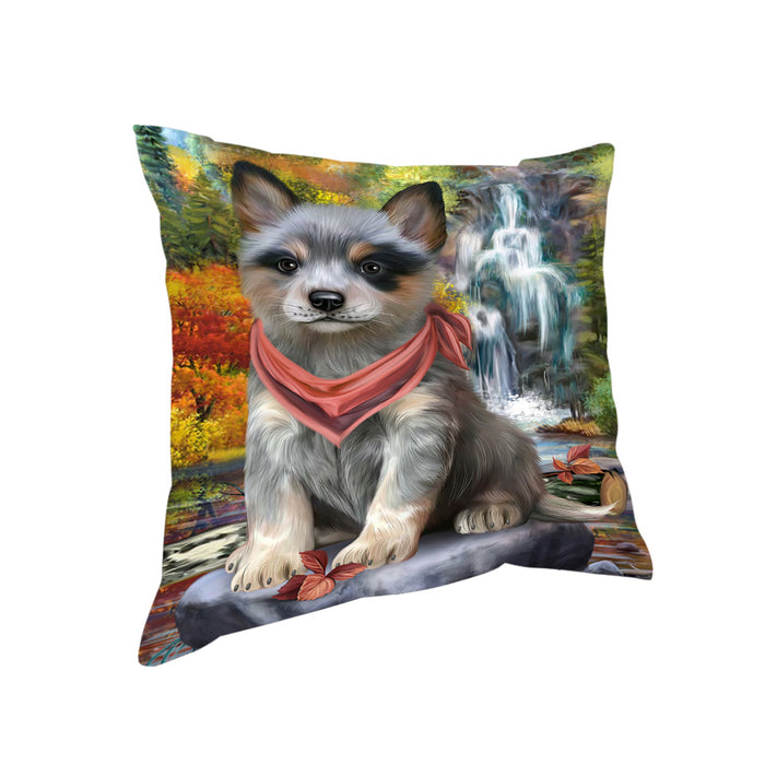 Scenic Waterfall Blue Heeler Dog Pillow PIL63696