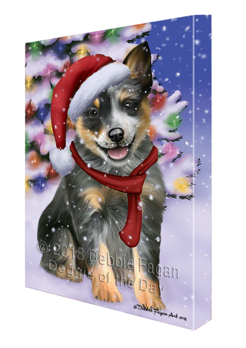 Winterland Wonderland Blue Heeler Dog In Christmas Holiday Scenic Background Canvas Print Wall Art Décor CVS101537