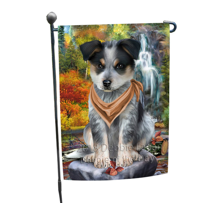 Scenic Waterfall Blue Heeler Dog Garden Flag GFLG51831