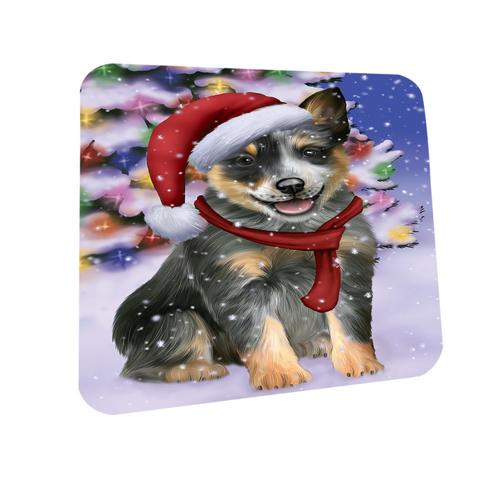 Winterland Wonderland Blue Heeler Dog In Christmas Holiday Scenic Background Coasters Set of 4 CST53701