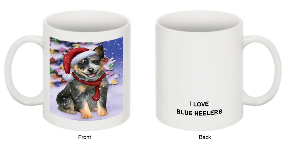 Winterland Wonderland Blue Heeler Dog In Christmas Holiday Scenic Background Coffee Mug MUG49141