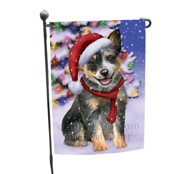 Winterland Wonderland Blue Heeler Dog In Christmas Holiday Scenic Background Garden Flag GFLG53805