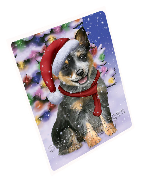 Winterland Wonderland Blue Heeler Dog In Christmas Holiday Scenic Background Cutting Board C65673
