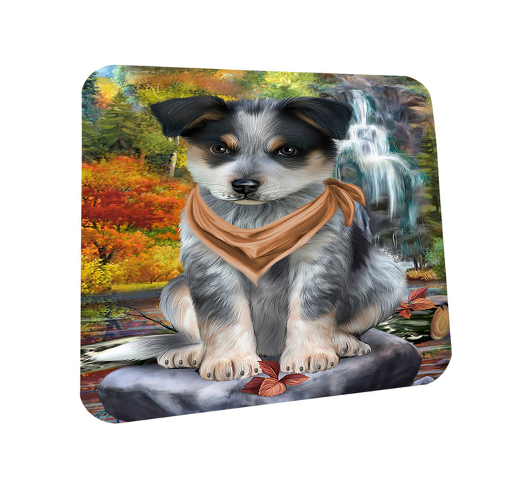 Scenic Waterfall Blue Heeler Dog Coasters Set of 4 CST51793