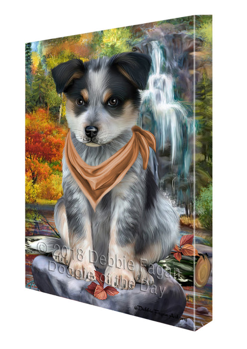 Scenic Waterfall Blue Heeler Dog Canvas Print Wall Art Décor CVS83771