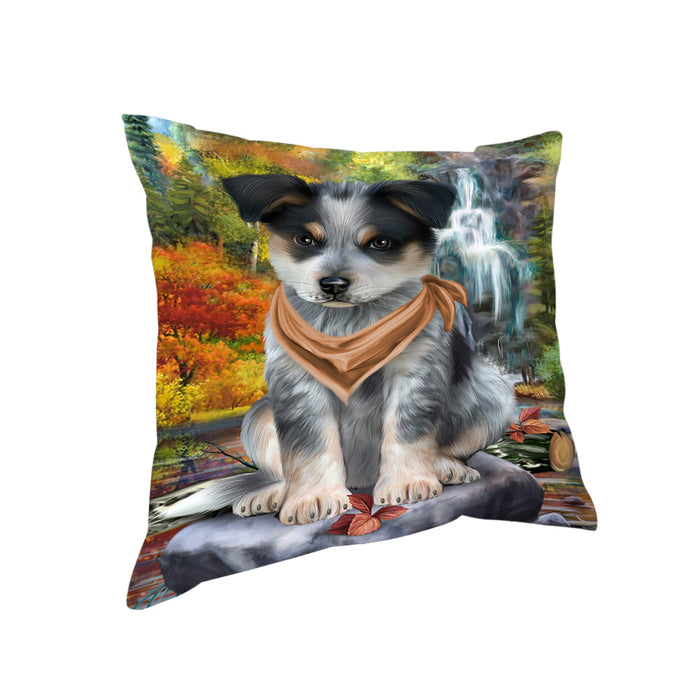 Scenic Waterfall Blue Heeler Dog Pillow PIL63700