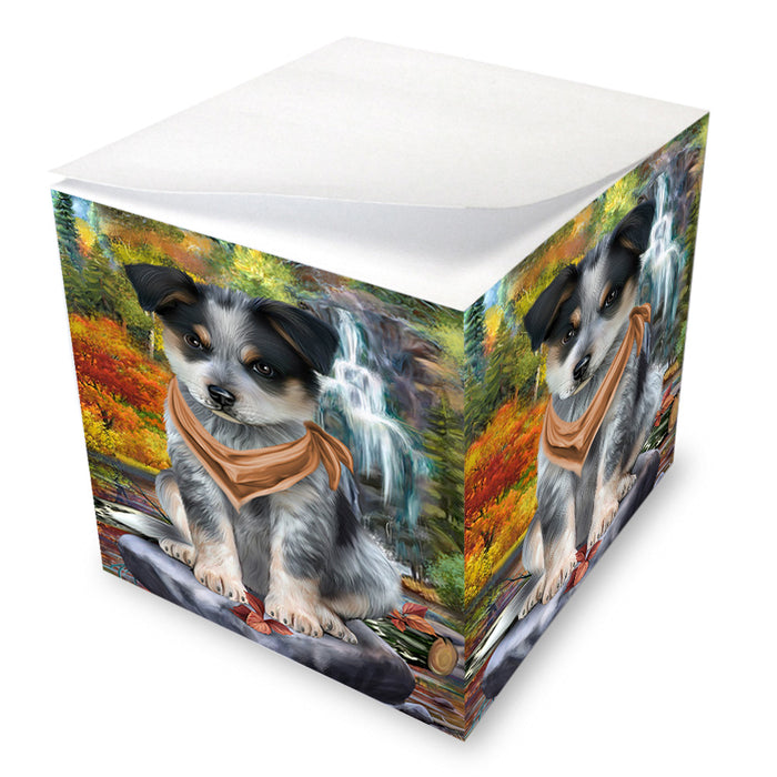 Scenic Waterfall Blue Heeler Dog Note Cube NOC51834