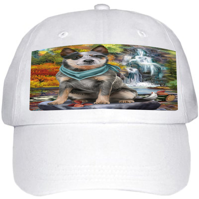 Scenic Waterfall Blue Heeler Dog Ball Hat Cap HAT59238