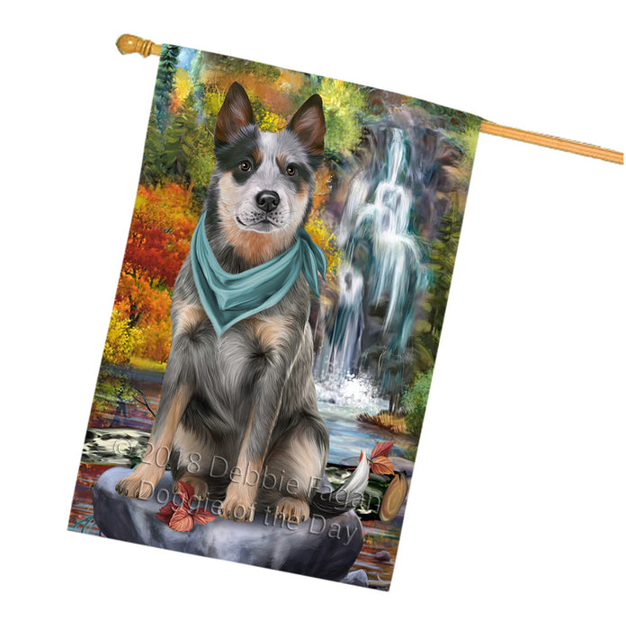 Scenic Waterfall Blue Heeler Dog House Flag FLG51968