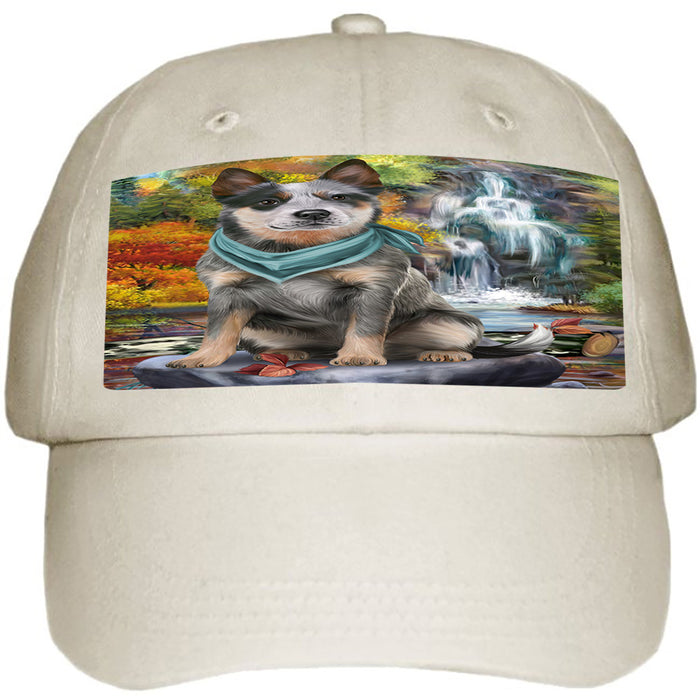 Scenic Waterfall Blue Heeler Dog Ball Hat Cap HAT59238