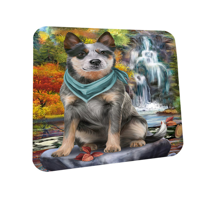Scenic Waterfall Blue Heeler Dog Coasters Set of 4 CST51794