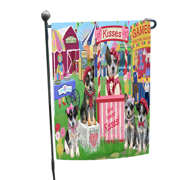 Carnival Kissing Booth Blue Heelers Dog Garden Flag GFLG56443