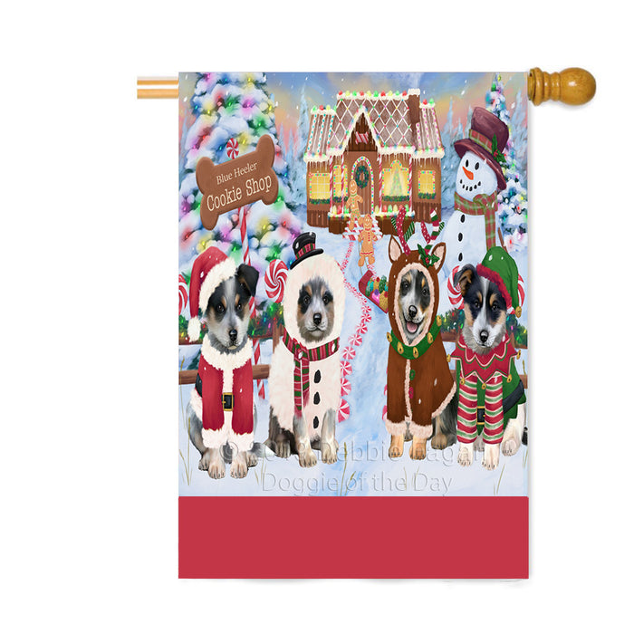 Personalized Holiday Gingerbread Cookie Shop Blue Heeler Dogs Custom House Flag FLG-DOTD-A59240