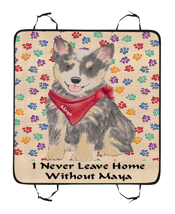 Personalized I Never Leave Home Paw Print Blue Heeler Dogs Pet Back Car Seat Cover