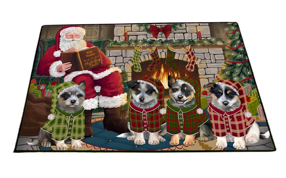 Christmas Cozy Holiday Tails Blue Heelers Dog Floormat FLMS52599