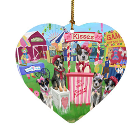 Carnival Kissing Booth Blue Heelers Dog Heart Christmas Ornament HPOR56251