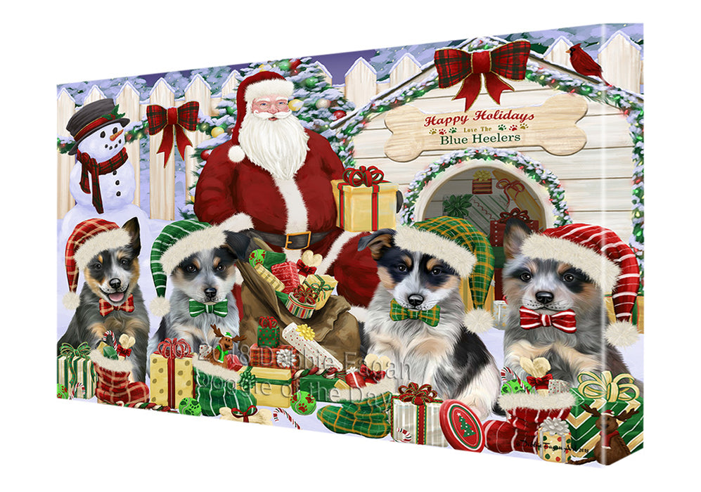 Christmas Dog House Blue Heelers Dog Canvas Print Wall Art Décor CVS90188