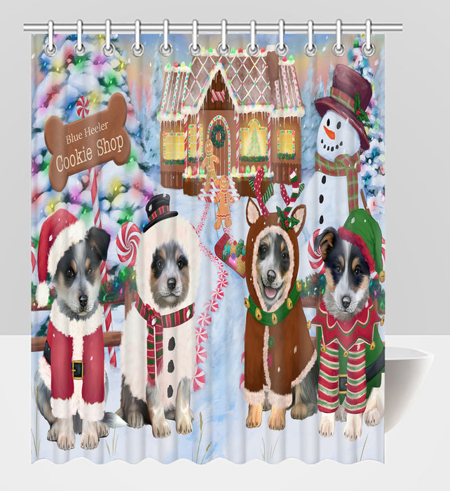 Holiday Gingerbread Cookie Blue Heeler Dogs Shower Curtain