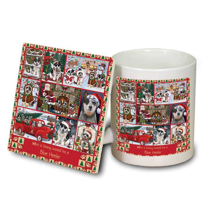 Love is Being Owned Christmas Blue Heeler Dogs Mug and Coaster Set MUC57196