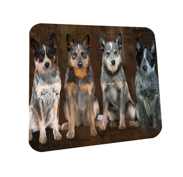Rustic 4 Blue Heelers Dog Coasters Set of 4 CST54315